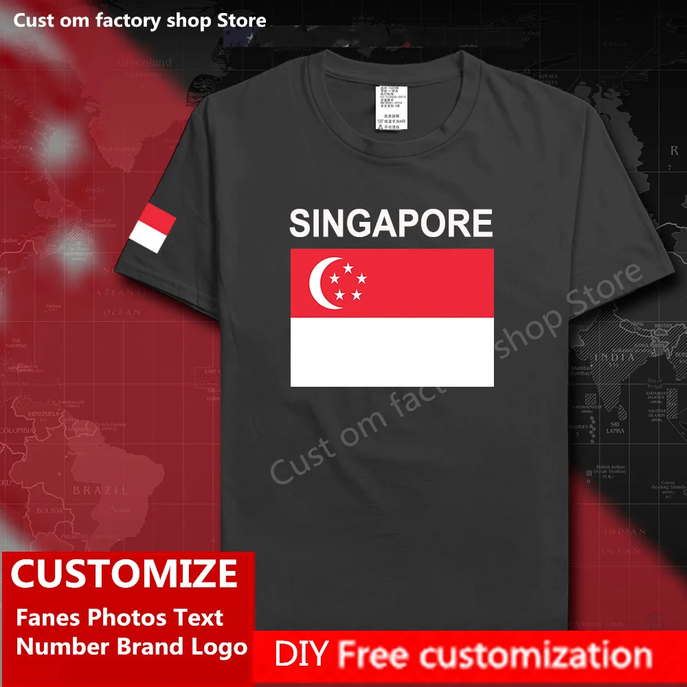 

Футболка с флагом Сингапура, футболка на заказ, Джерси с логотипом фаната, бренда, хлопковые футболки, мужские и женские свободные повседнев...
