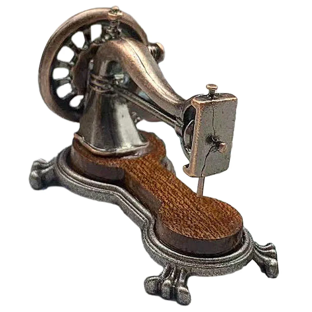 

Vintage Mini Sewing Machine Child Kids Furniture Miniature House Scene Model Wooden 1: 12 Scale