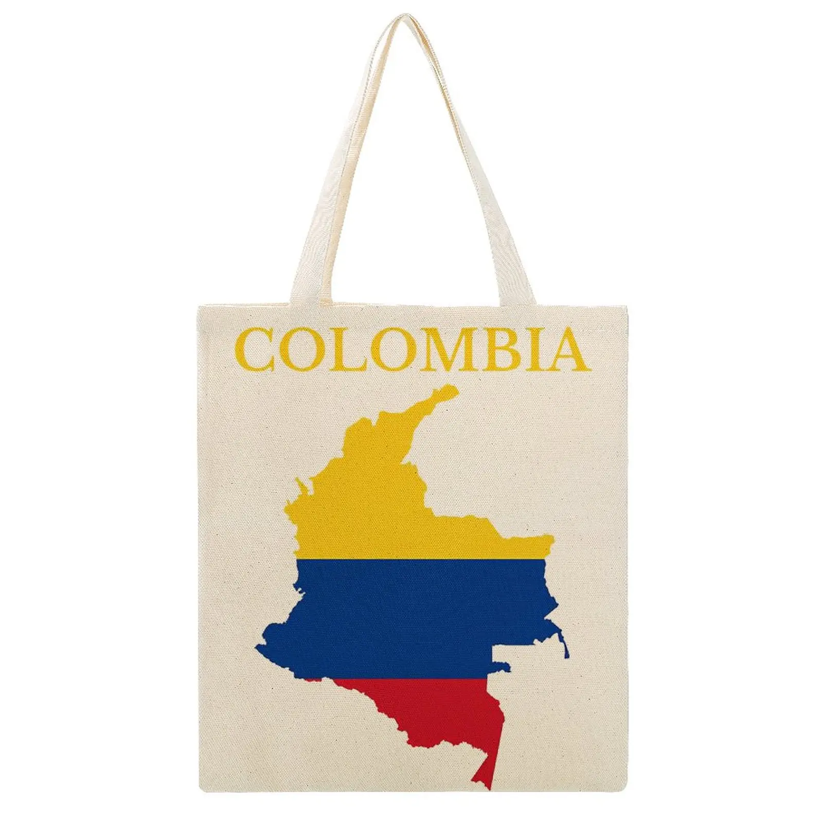 

Canvas Tote Bag Double Colombia Flag Map Canvas Bag Funny Geek Graphic Knapsack Purse Top Quality