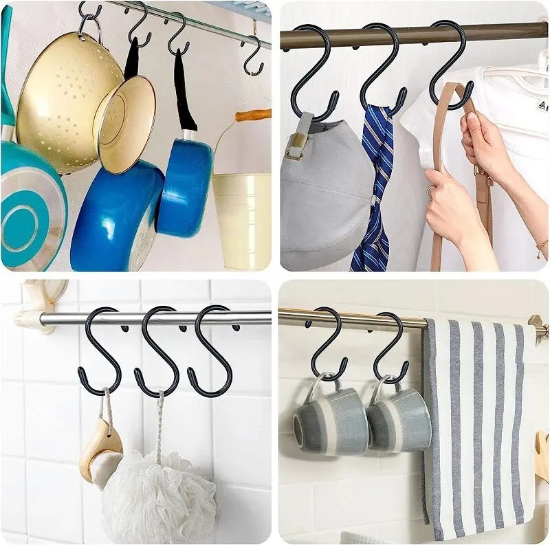 Металлические S-образные крючки набор из 4-х железных вешалок для одежды хранения