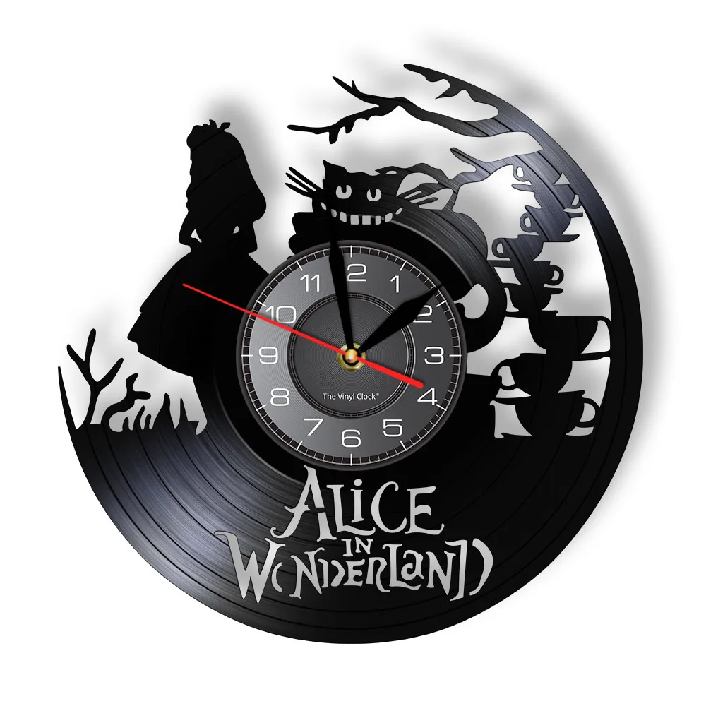Wonderland Teapot Vinyl Record Wall Clock For Kitchen Dinning Room Fantasy Adventure Movie Art Silent Quartz Clock Home Decor