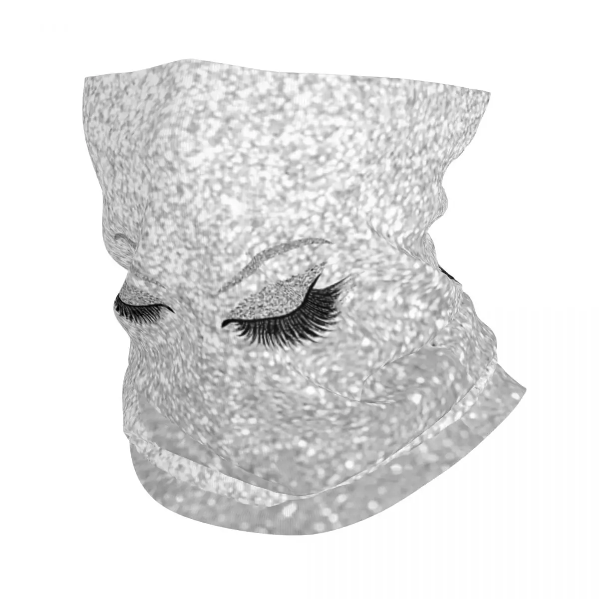 

Glitter Eyelash Bandana Neck Gaiter Printed Eye Lash Gold Eyelash Mask Scarf Warm Cycling Scarf for Men Women Adult All Season