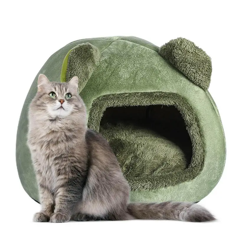 

Cat Nest Cat Nest Bed With Waterproof Bottom Pet Bed Warm Cave Nest Sleeping Bed Puppy House For Pet Supplies Soft Panda Ears