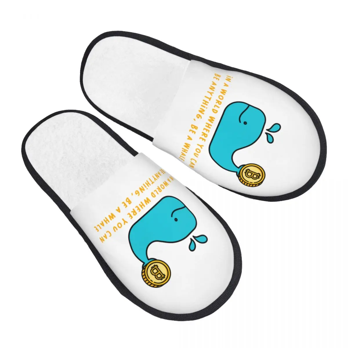 Женские домашние тапочки с криптовалютой и биткойнами на заказ золотые китом