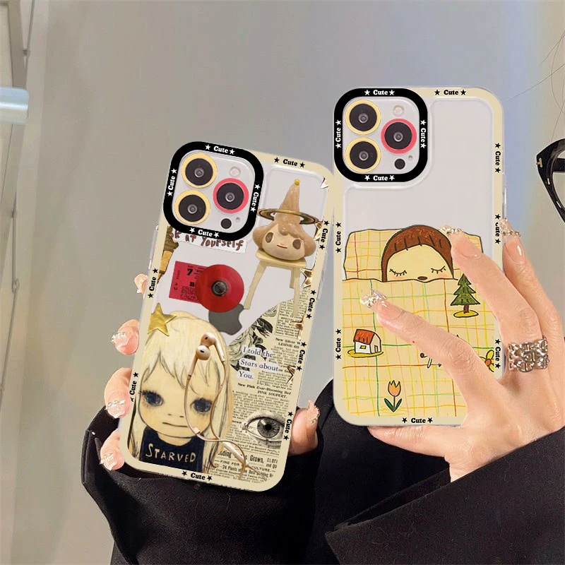 

Yoshitomo Nara Phone Case For iPhone 14 13 12 11 Pro Max XS X XR SE 2020 6 7 8 Plus Mini Protective Cover