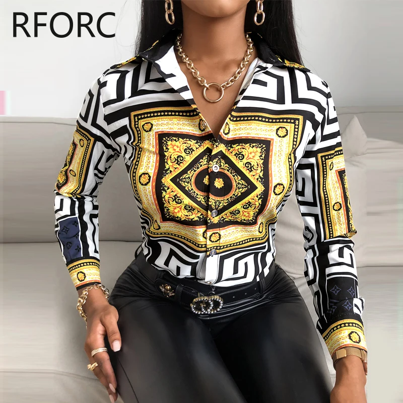 Женская Повседневная Блузка с длинным рукавом винтажный топ отложным воротником