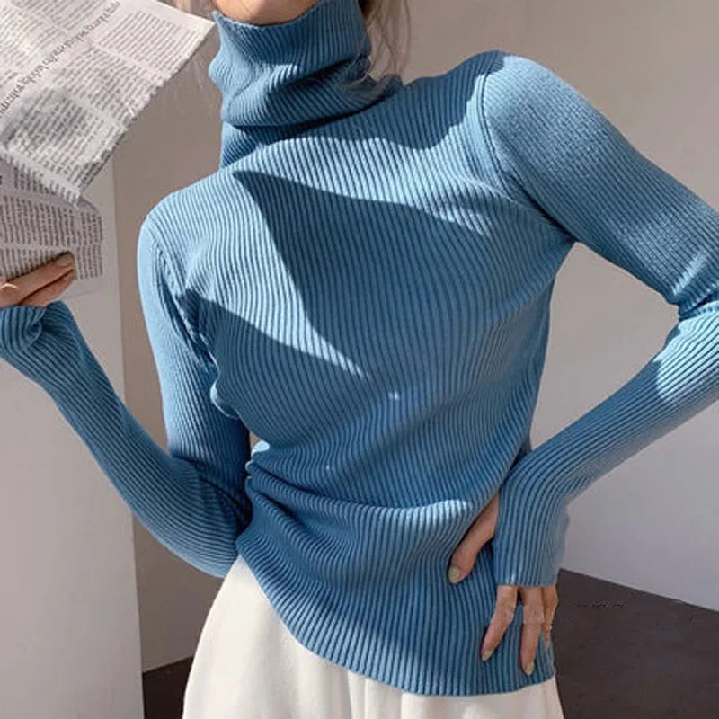 

Turtleneck Sweater Slim Pullover Women Winter Heaps Collar Basic Tops Casual Soft Knitted Sweater Warm Jumper Truien Dames 23964