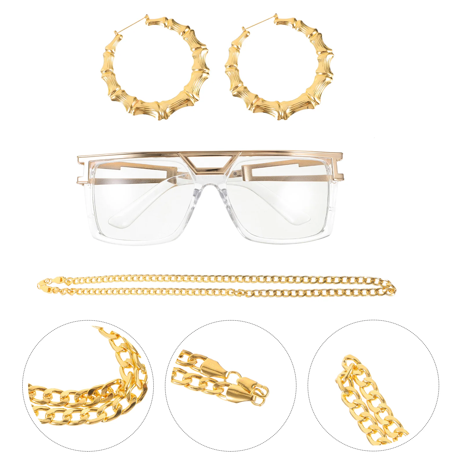 

Sun Glasses 90s Accessories for Women Jewelry 80s Decorate Hip Hop Costume Kit Plastic and