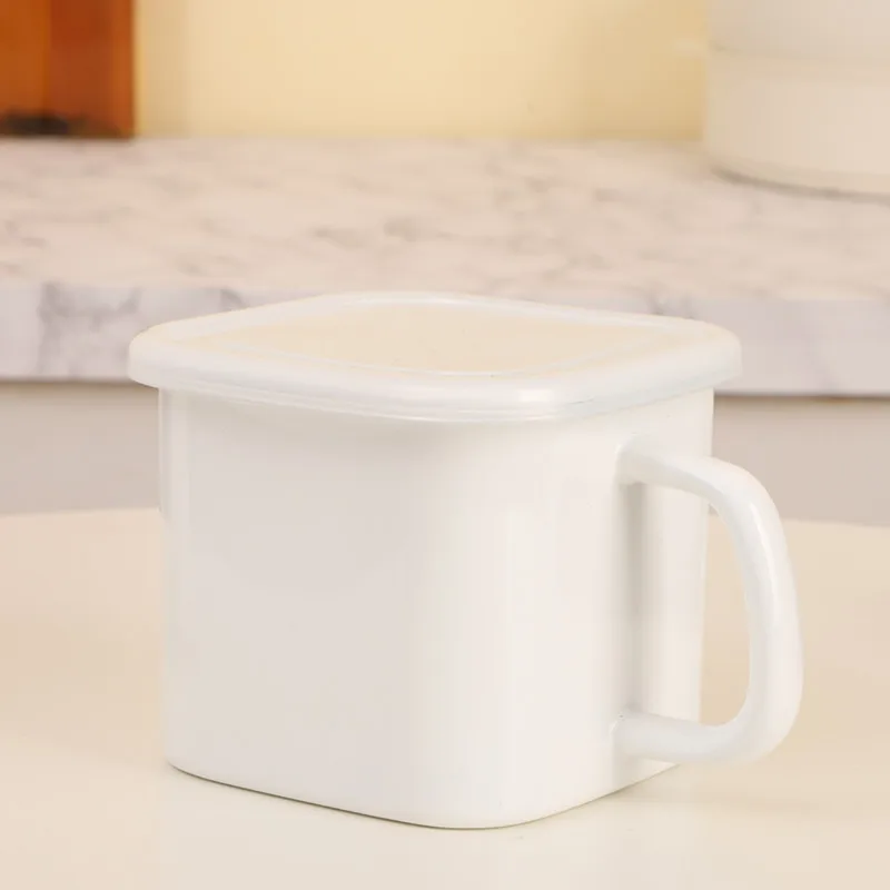 

Эмалированная квадратная чашка для сохранения свежести с крышкой, эмалированная чашка для молока, чашка для чая, холодильник, Чиппер с ручкой