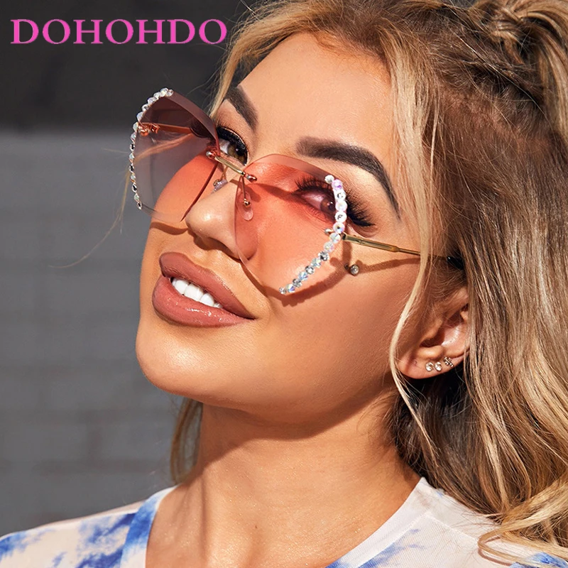 DOHOHDO 2024 модные новые большие женские солнцезащитные очки без оправы Популярные