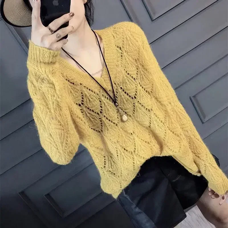 2024 ранняя весна новый свободный и ленивый стильный свитер женский тонкий