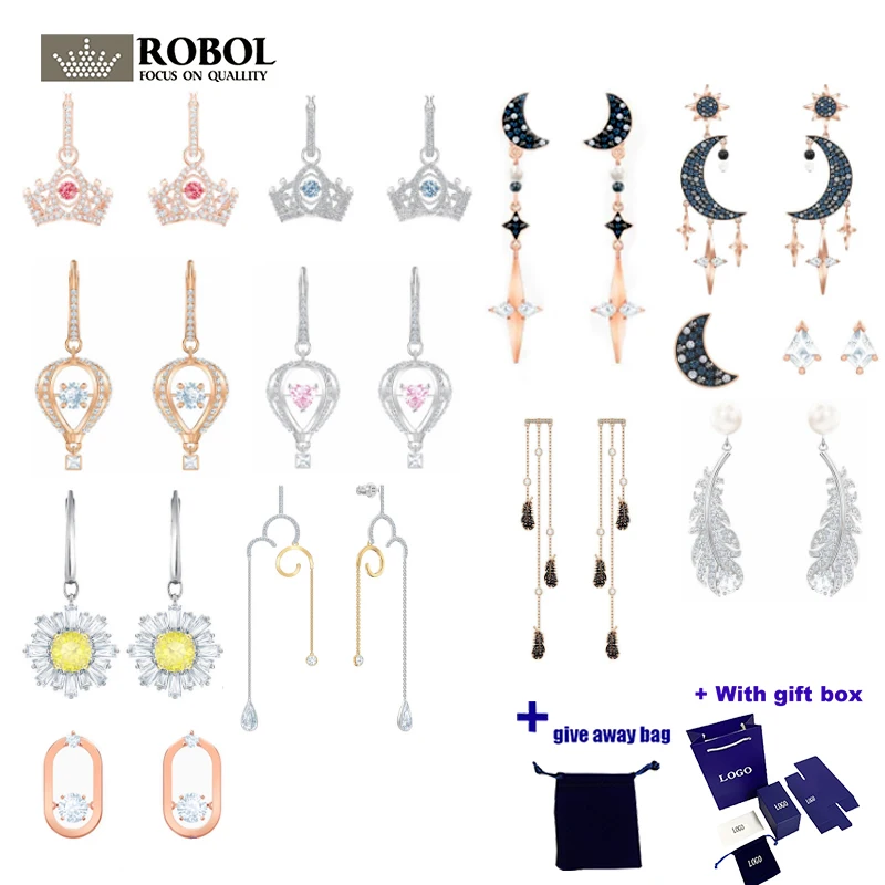 

Высококачественные серьги ED012, женские модные популярные серьги с белым жемчугом и перьями в виде короны и Полумесяца