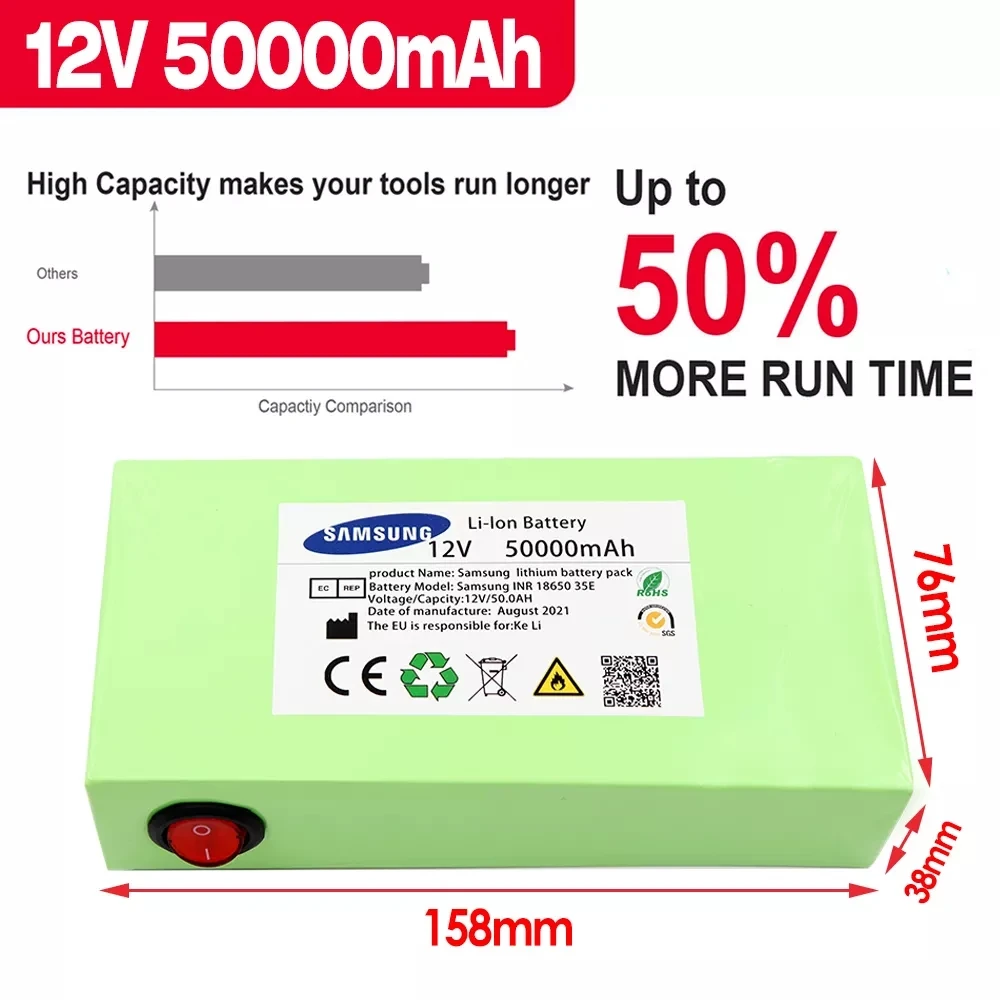 

Зарядное устройство 12 В, 50000 мАч, cc 12, 6 В, 50 Ач, с enchufe europeo 12, 6 в, 1A, кабель с шиной