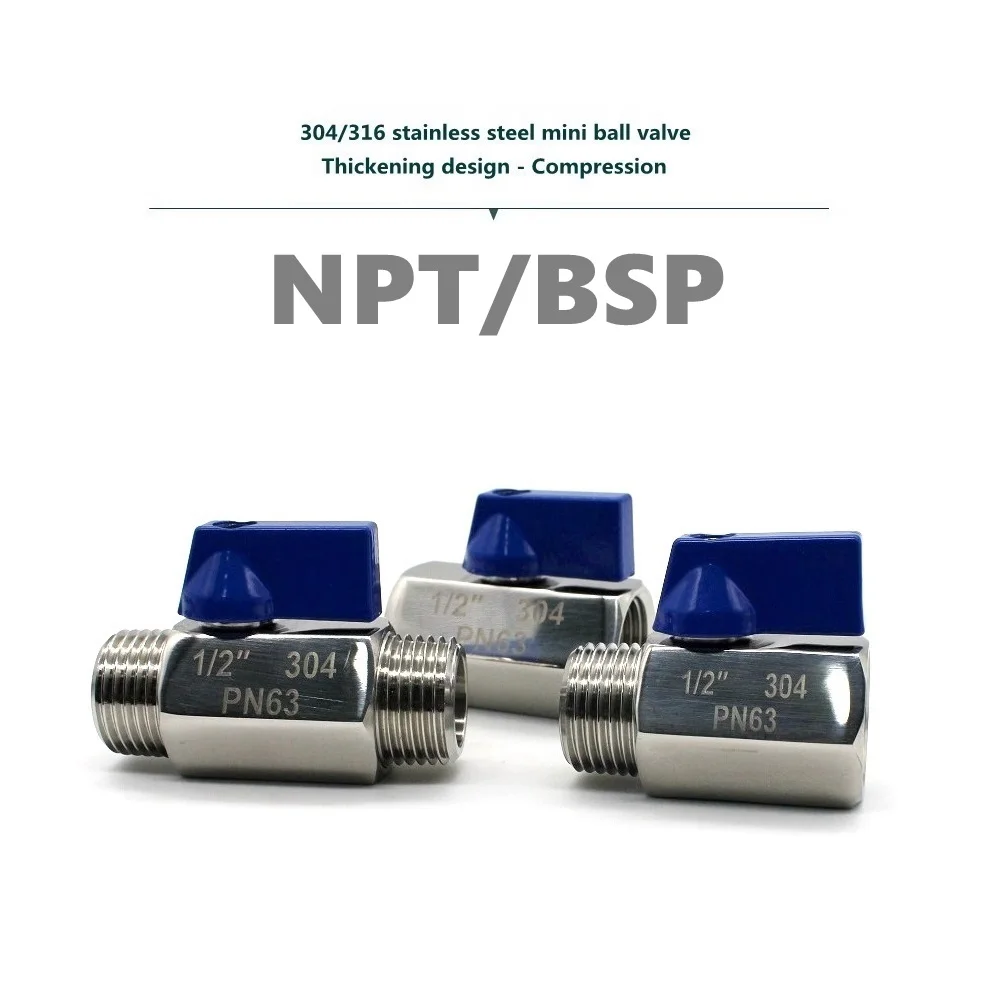 

1 дюйм, 1/8 дюйма, 1/4 дюйма, 3/8 дюйма, 1/2 дюйма, 3/4 дюйма, 1 дюйм, BSP NPT F/M F/F SS304 316, кухонная трубка, ручной металлический переключатель, пневматический мини-шаровой клапан