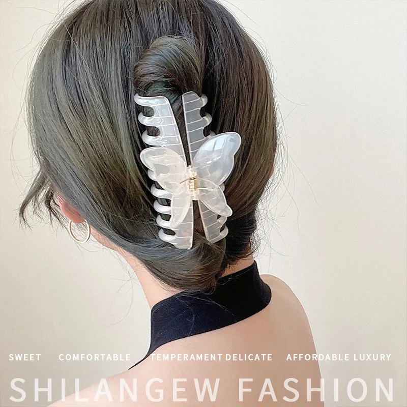 

Korean Style Jelly Color Large Hair Claws for Women Acrylic Butterfly Barrette Shark Hairpins Headwear Fashion Hair Accessories