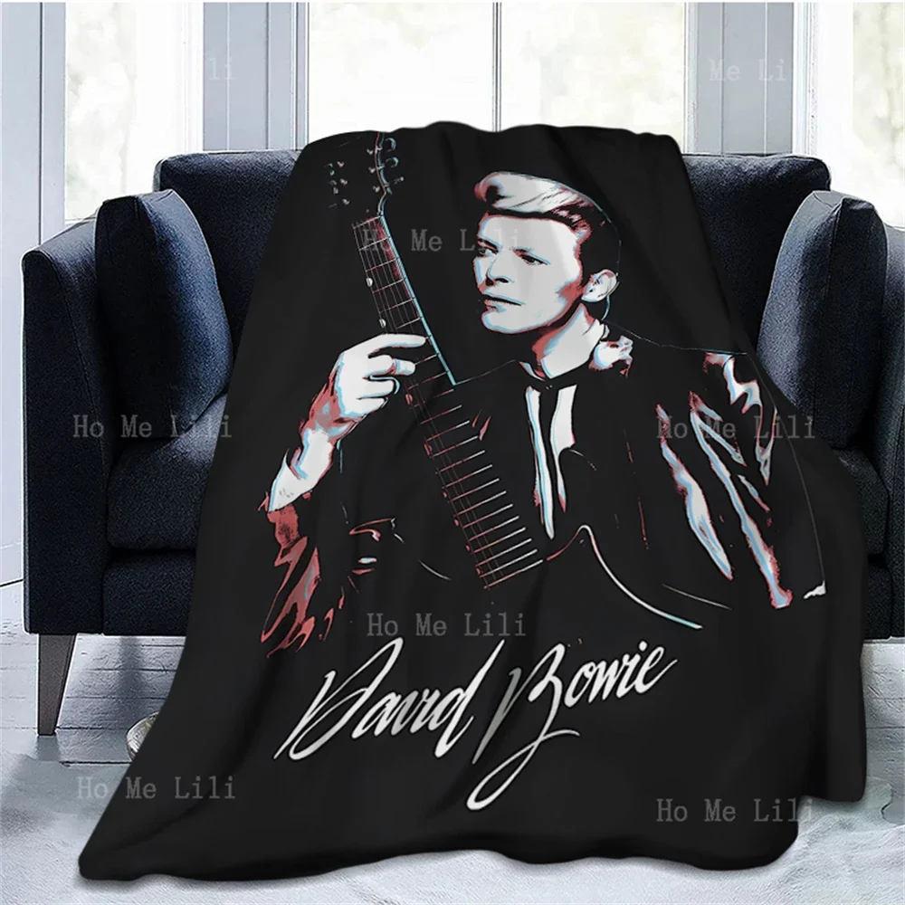 Фланелевое Одеяло для танцев Bowie и гитары отражающее зрение золотые годы дивана
