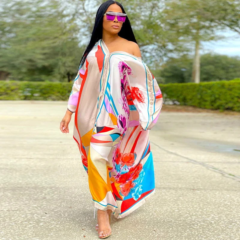 Женское летнее платье для матери с большим цветочным принтом и рукавом летучая