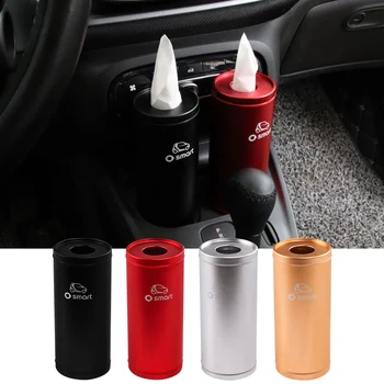 Car Water Cup Frame Tissue Storage Box Aluminum Alloy Paper Towel Tube For Smart 450 451 453 Fortwo Forfour Interior Accessories