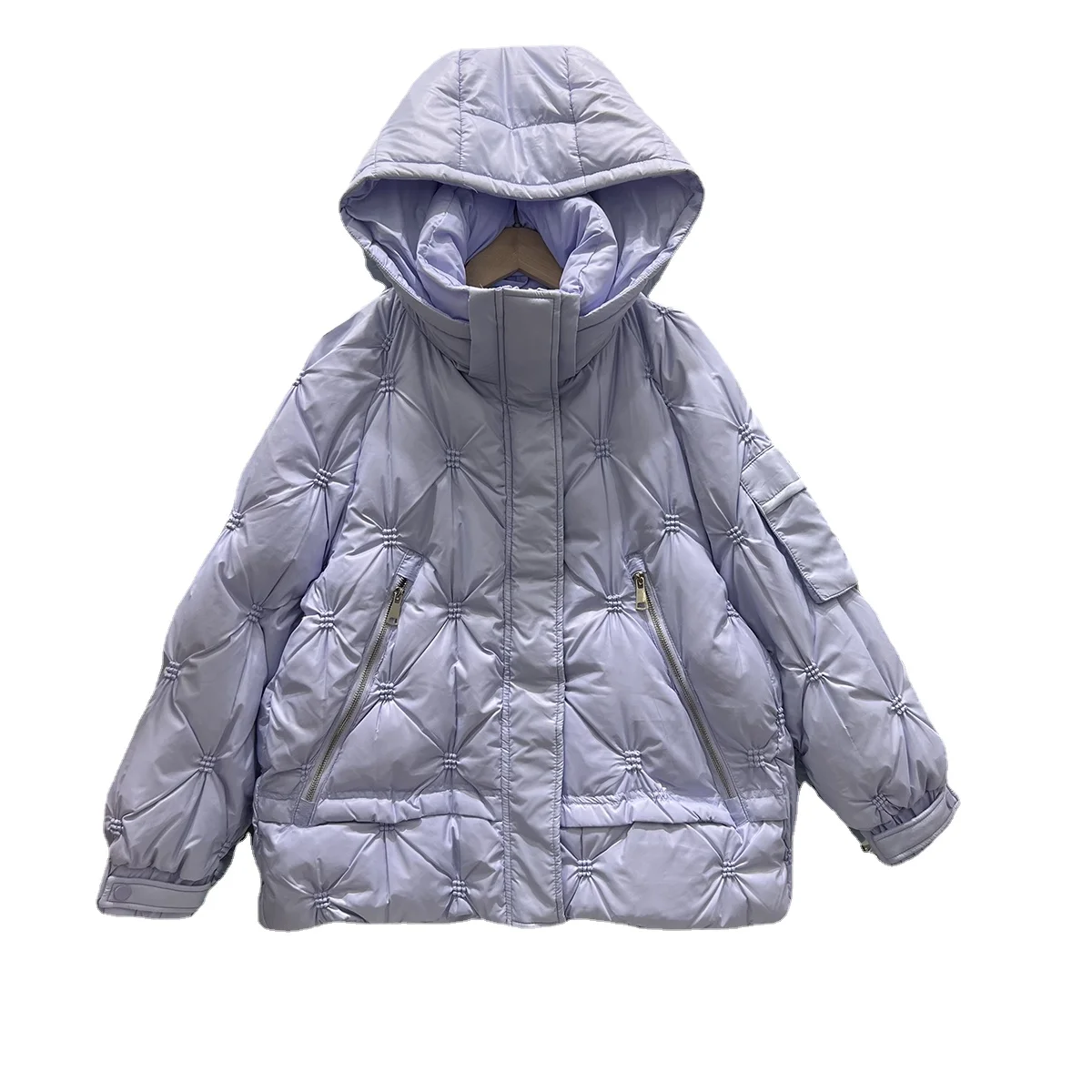 Down Jacket for Women Korean Thickened Loose Hooded Fashion White Duck Down Warm Coat Long Sleeve женский пуховик 2022 хит H656