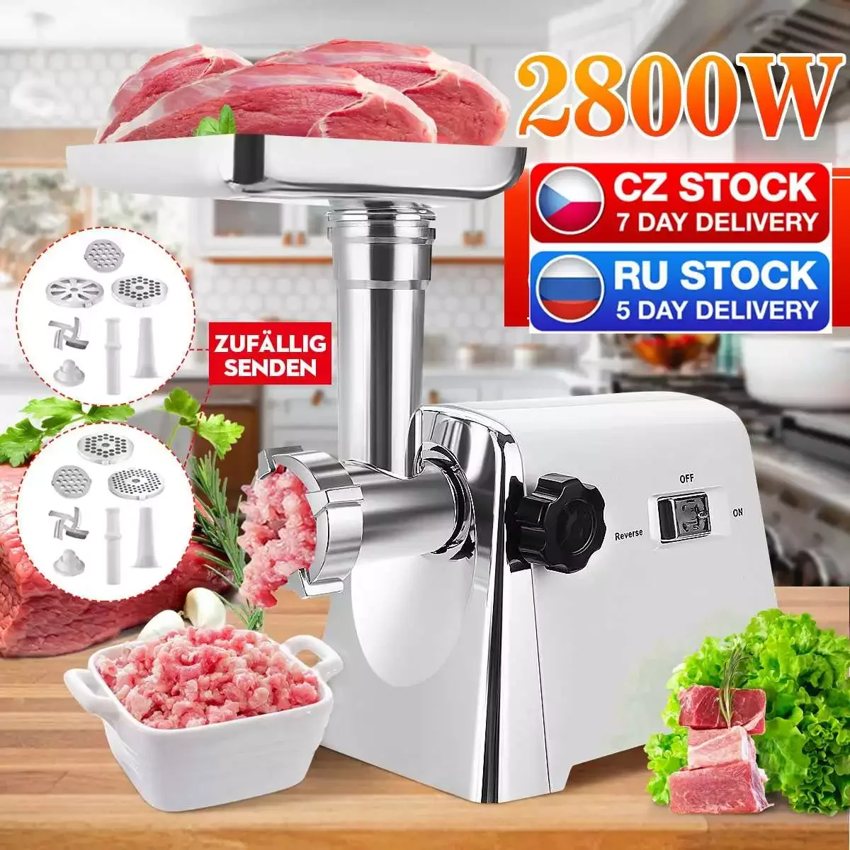 

Heavy Duty 2800W Max Powerful Meat Grinder Home Sausage Stuffer Meat Mincer Household Food Processor 220V