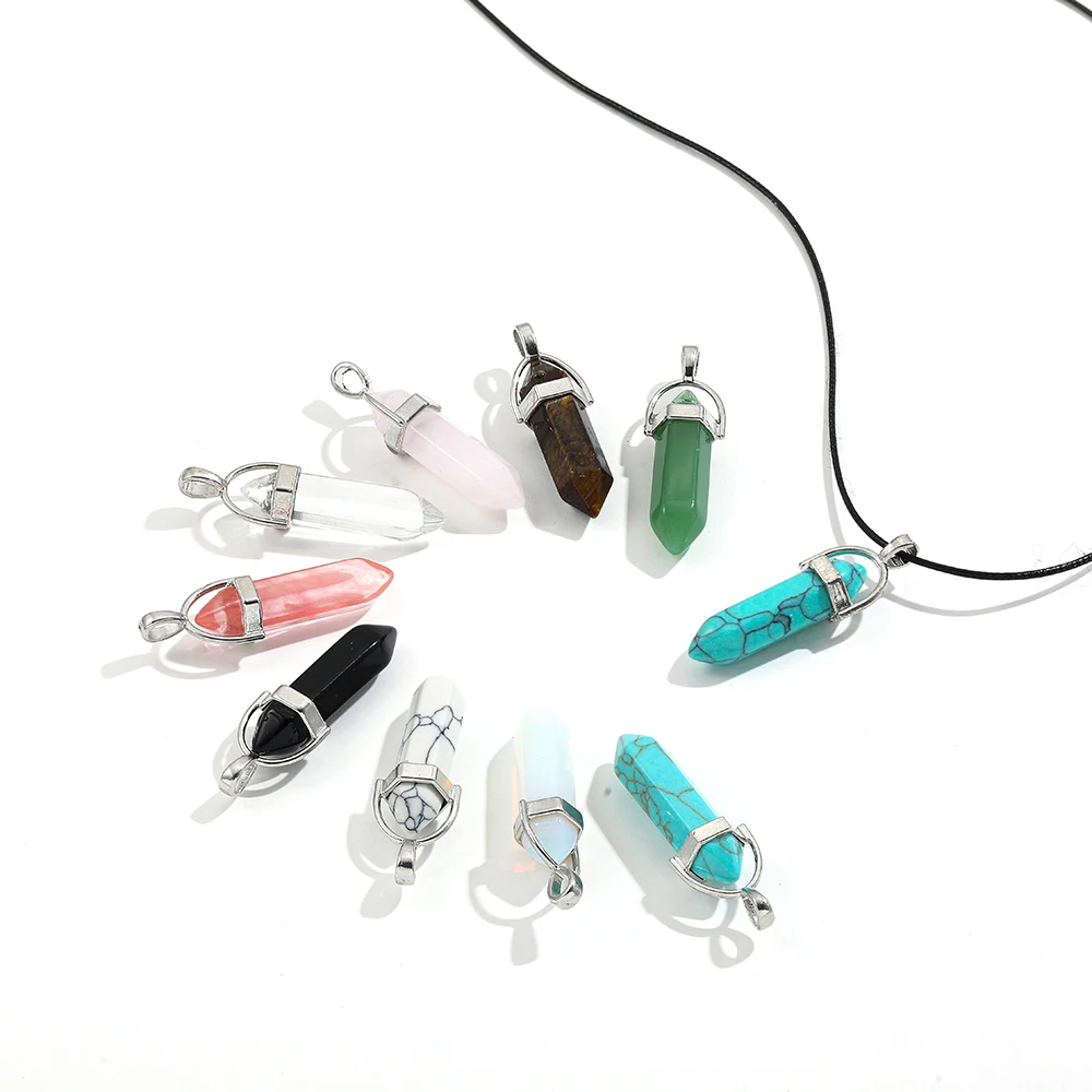 10 шт./лот натуральный камень лазурит Опал Кристалл Шестигранный Маятник рейки