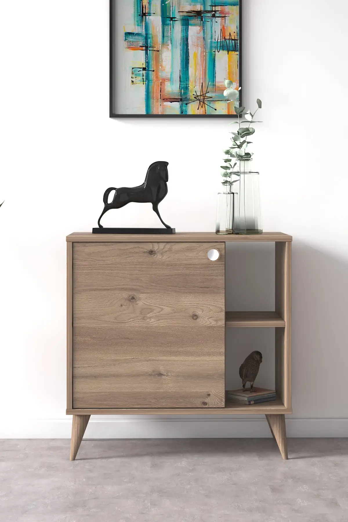 

Single Flap Shelf Multi-Purpose Cabinet Oak