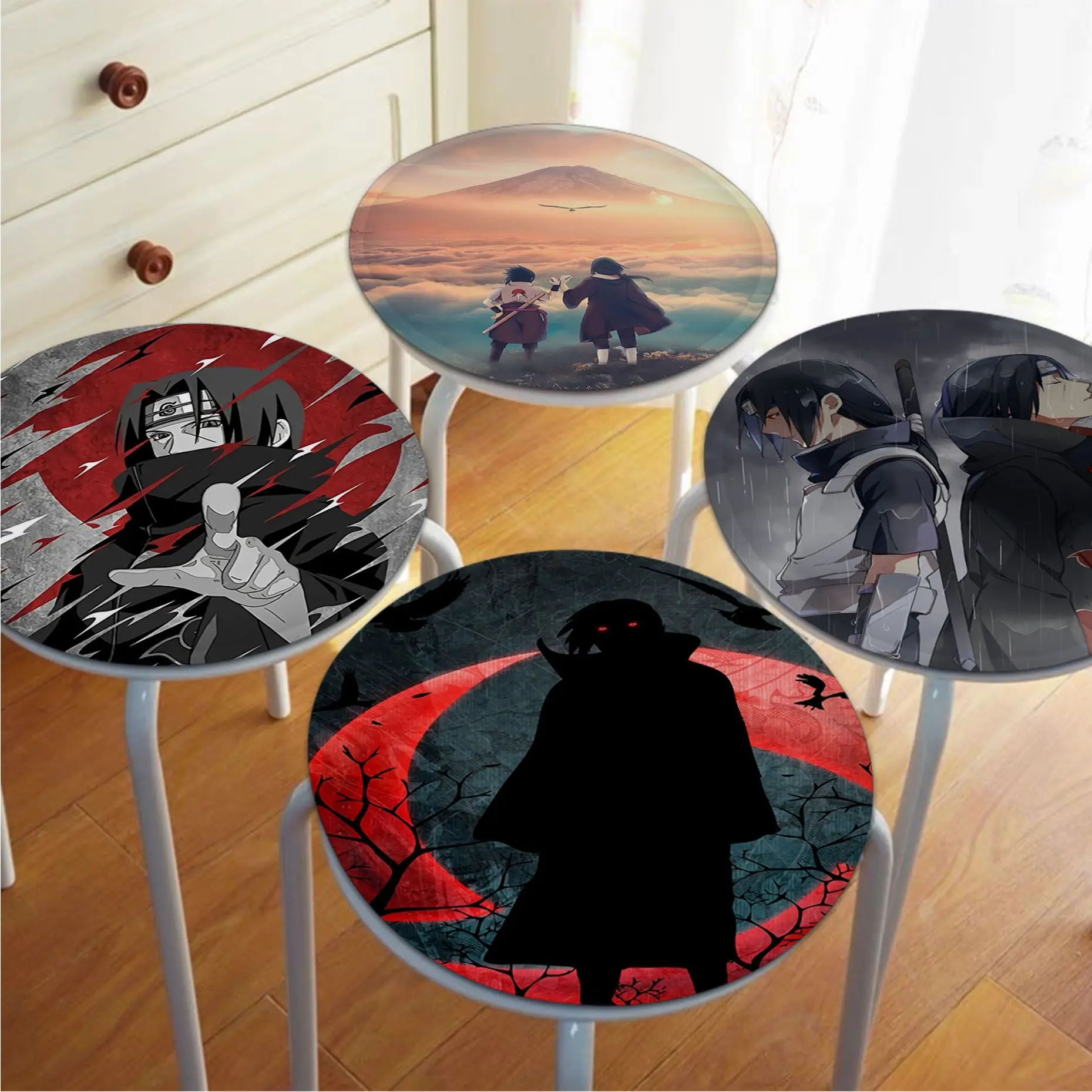 

BANDAI Naruto Uchiha Itachi Round Dining Chair Cushion Circular Decoration Seat For Office Desk Chair Cushions