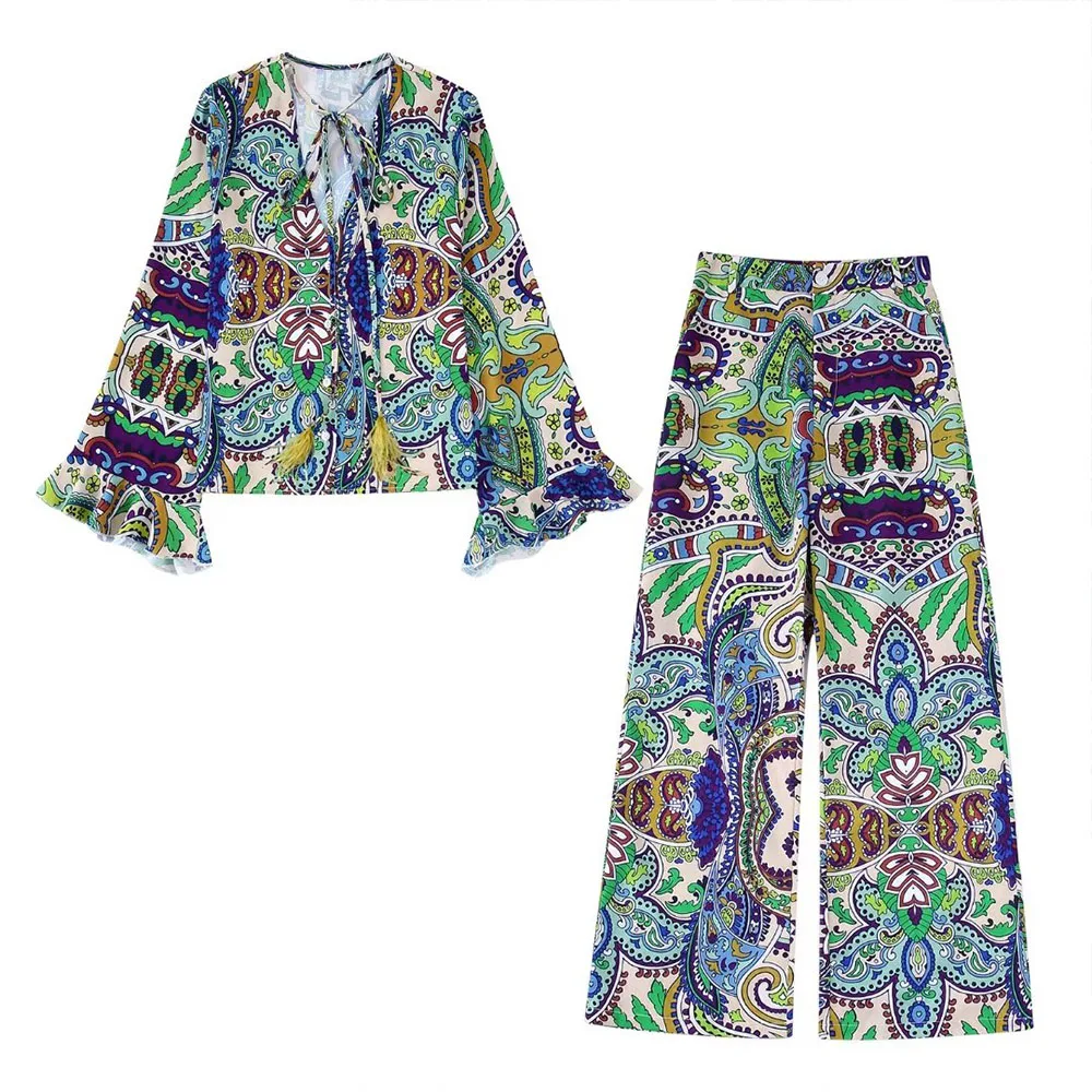 

DiYiG Women 2022 New Fashion Feather Print Blouse Vintage Layered Decor Single Breasted Long Sleeve Female Shirt Chic Top Muje