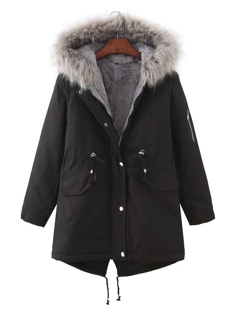 Women Winter Plus Velvet Outdoor Windproof Jackets European Style Thickening Warm Mountaineering Hooded Snow Coat Manteau Femme