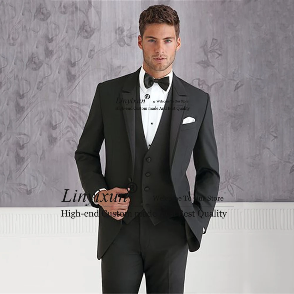 

Classic Black Slim Fit Men Suit Wedding Groom Tuxedo Formal Banquet Blazer Groomsman 3 Piece Set Jacket Vest Pants Costume Homme