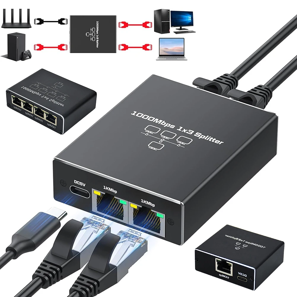 Сетевой разветвитель 1000 Мбит/с от 1 до 2/1