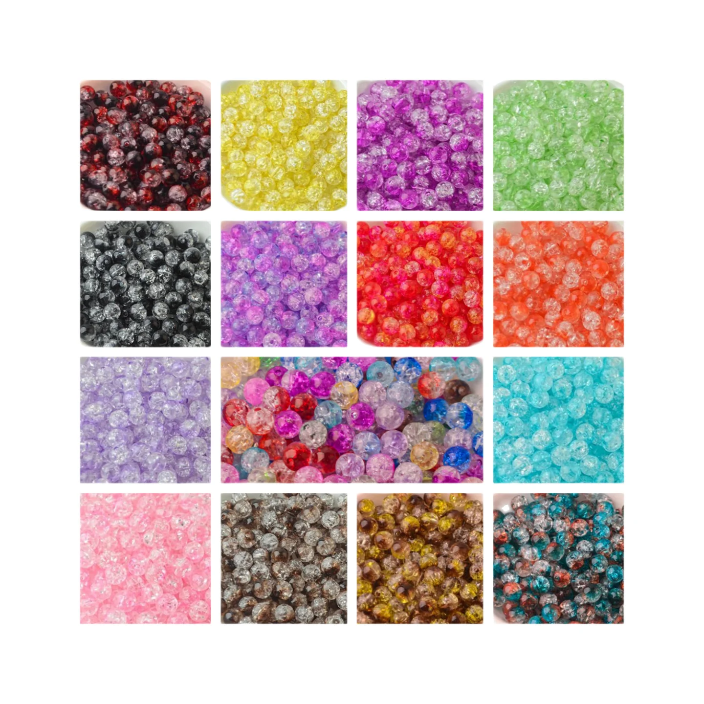 

8/10/12mm Acrylic Perforated Crack Beads Straight Hole Colorful Crack Scattered Beads ABS Imitation Pearl Diy Beaded Accessories