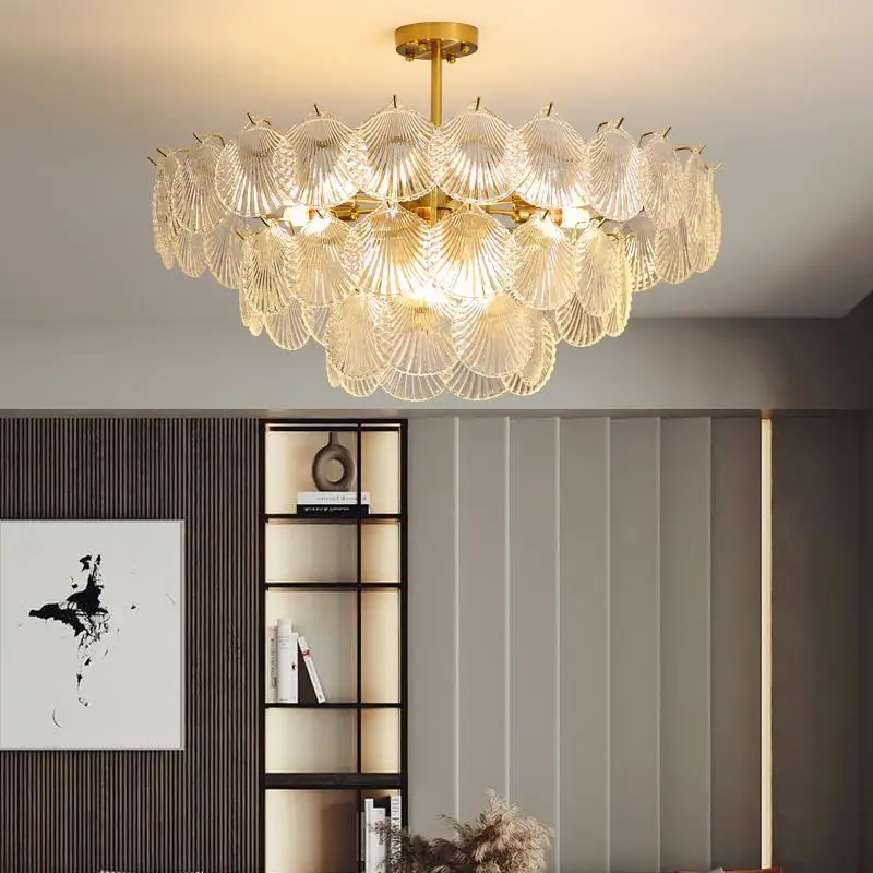 

Shell Chandeliers Frost glasses Chandeliers for Living room Dining room Modern Led Ceiling Chandelier Indoor Lighting