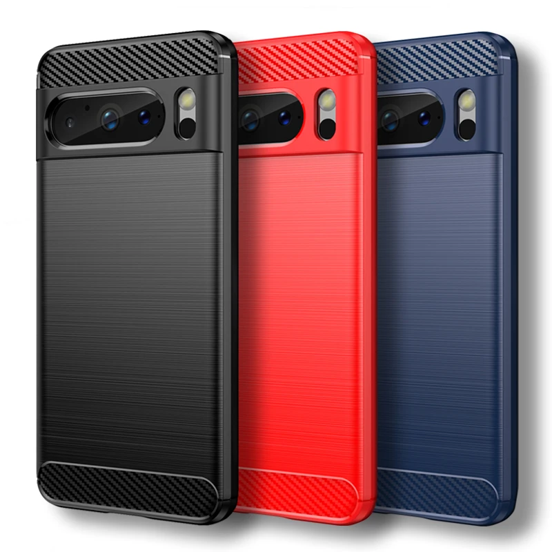 

For Google Pixel 8 Pro Case For Pixel 6 6A 7 7A 8 Pro Cover Carbon Fiber Shockproof Silicone Bumper For Google Pixel 6 7 8 Pro