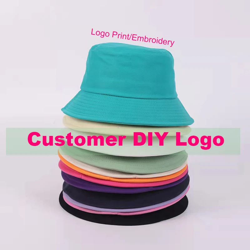 New Colors Custom Logo Summer Folding Sunscreen Fishing Fisherman's Hat Men's and Women's Basin Chapeau Sun Prevent Cotton Caps