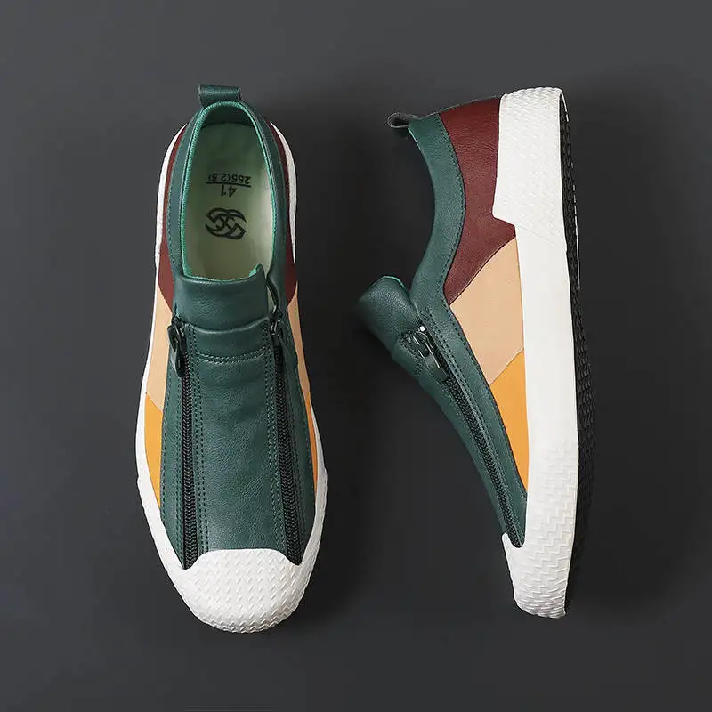 

Роскошная защитная обувь для мужчин, повседневные кожаные накидки, кроссовки, Повседневная теннисная обувь, массивная подошва