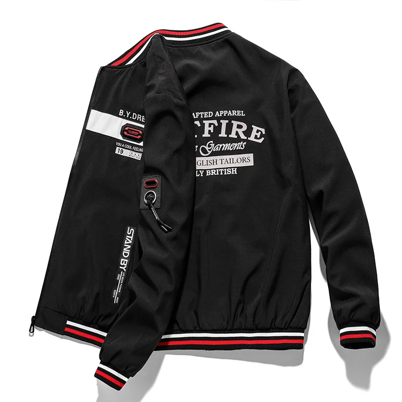 

Outdoor Men's Casual Sport Coats Spring and Autumn Youth Casual Stand Collar Bomber Jacket Fashion Ziper Baseball Jackets Tops