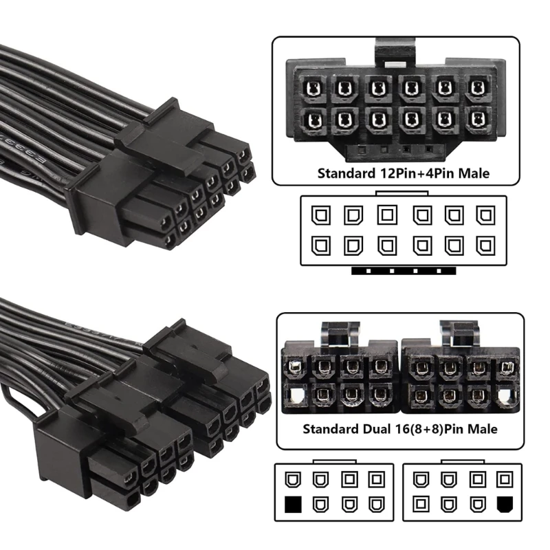 8-контактный штекер процессора к 12VHPWR PCIE5.0 16-контактный 12 + 4-контактный кабель
