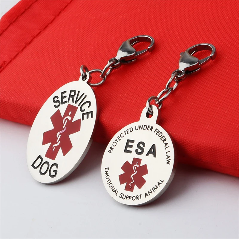 

Emotional Support Animal Esa Dog Id Tag Pendant Keychain Red Medical Alert Symbol Service Dog Keyring Fashion Car Key Holdergift