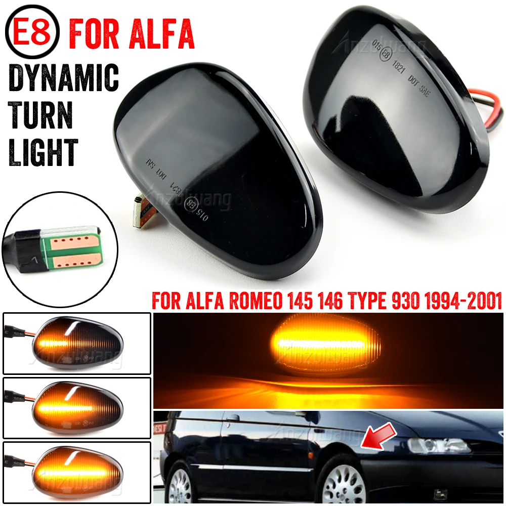 

2pcs Dynamic Side Marker For Alfa Romeo 145 146 Type 930 1994-2001 Fender LED Lights Flowing Turn Signals