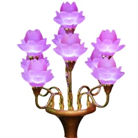 rank seven buddhist oil lamp folk art lotus worship led lamp colored led glaze lotus buddha souvenir