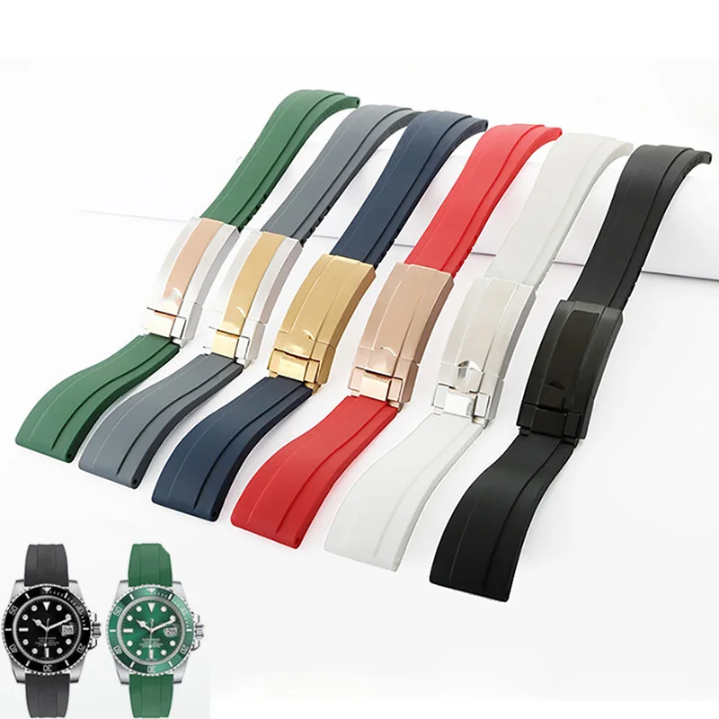 

Ремешок резиновый 20 мм для часов Rolex Submariner DAYTONA GMT, силиконовый ремешок, плоский ремешок, водонепроницаемый резиновый браслет