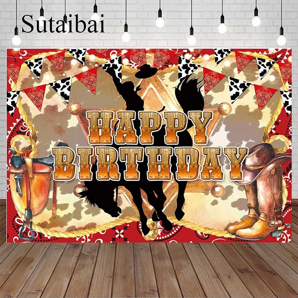 

Western Birthday Backdrop Rustic Wild West Country Party Banner Cowboy Cowgirl First Rodeo Birthday Photography Background