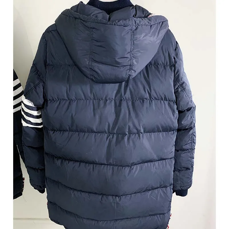Men's Down Coat Original Striped Design Luxury Brand Down Jacket High Quality Famous Tops Men Solid TB THOM Winter Coats
