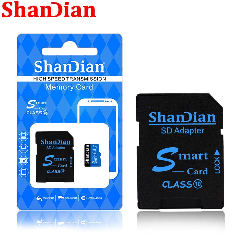 ShanDian Blue Memroy Card U1 C10 SD Cards 128GB T-Flash Drive 64GB for Tachograph UAV Camera Digital Devices A1 Memory Stick 32G