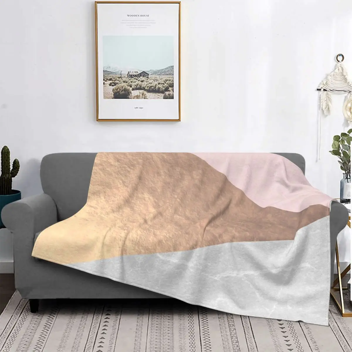 

Manta Geo tri-rose de oro y hormigon, colcha a cuadros para cama, colcha, manta de пикник, funda для детей, 135