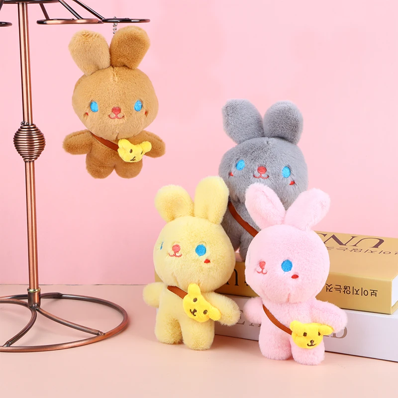 

17CM Cute Rabbit Plush Toy Cartoon Bunny Pendant Soft Stuffed Doll Keychain Backpack Car Bag Key Ring Decor Kid Gift