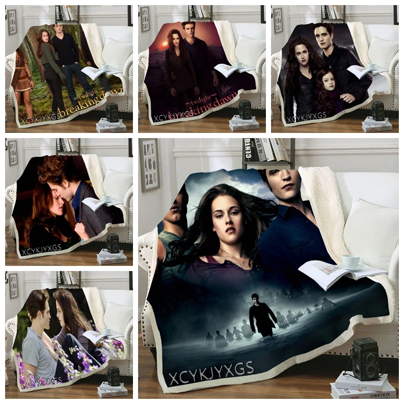 

phechion The Twilight Saga 3D Printing Plush Fleece Blanket Adult Fashion Quilt Home Office Casual Kids Girls Sherpa Blanket B42