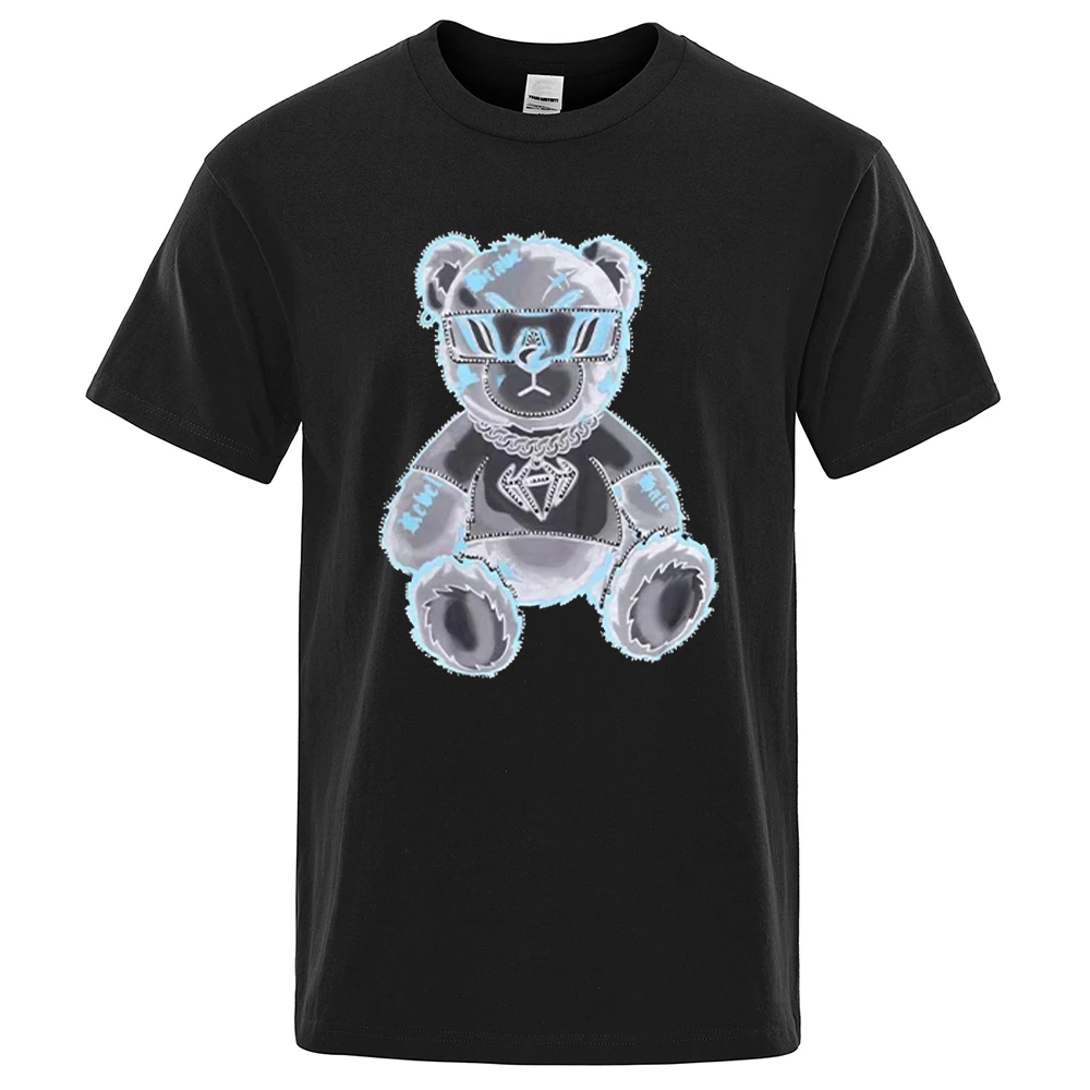 

Cool Social Plush Bear Print Men T Shirt Fashion Cotton T-Shirts Quality Loose Oversized Streetwear Summer Breathable Tops Man
