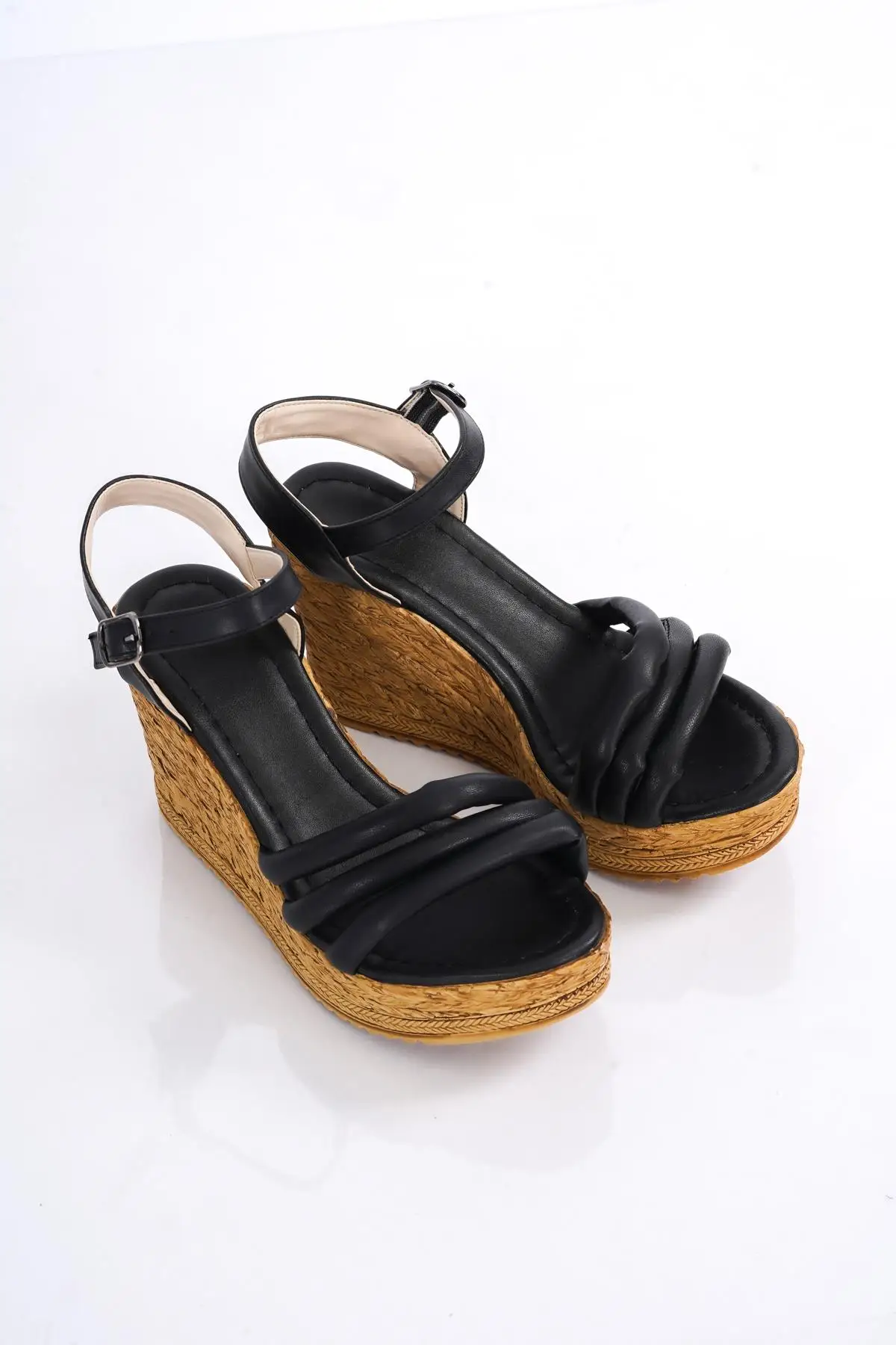 

Lady 3 Banded Wedges Slippers 2021 Spring Summer Fashion Classic Women 'S Heels Shoes Sandals Faux Leather Mesh High Sole